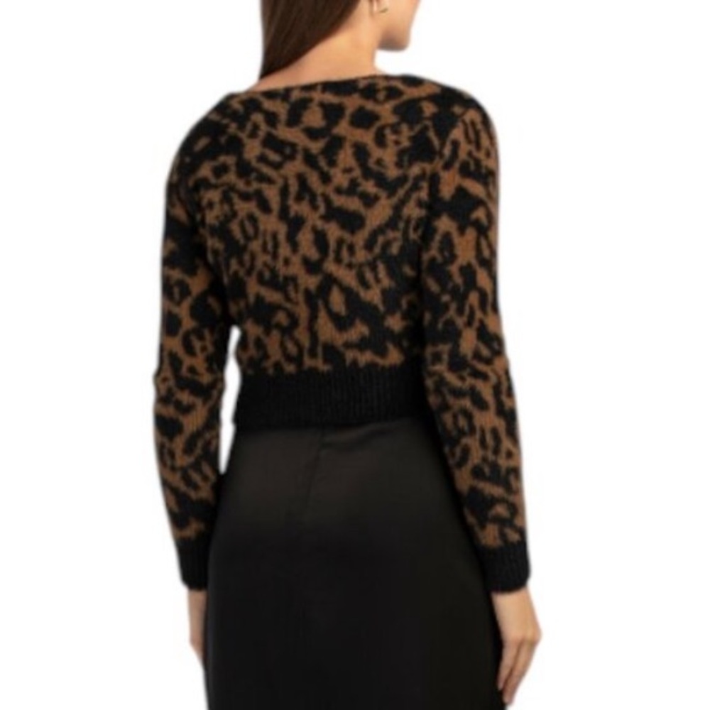 TAYLOR open neck leopard cropped cardigan sweater, small, new!